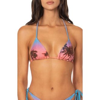 Maaji Peach Drift Reversible Bikini Top in Blue at Nordstrom, Size Medium