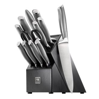 J.A. Henckels International Modernist 13-pc Knife Set with Black Block, Chef Knife, Paring Knife, Steak Knife, Black, Stainless Steel