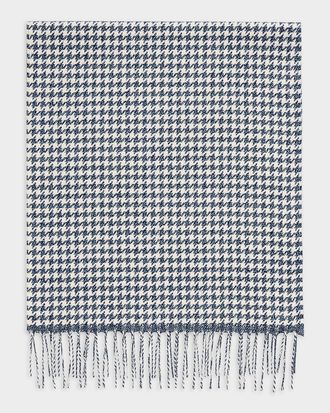 PIACENZA 1733 Mens Silk and Cashmere Twist Houndstooth Scarf
