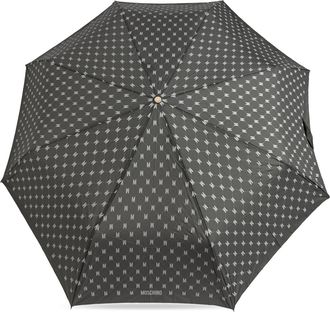 Moschino Folding Umbrella With Monogram, Unisex, Grey