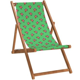 Vent de Boh&egrave;me Silla plegable de haya con estampado floral verde