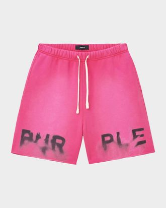 Purple Men & apos;s Fleece Smudge-Logo Drawstring Shorts