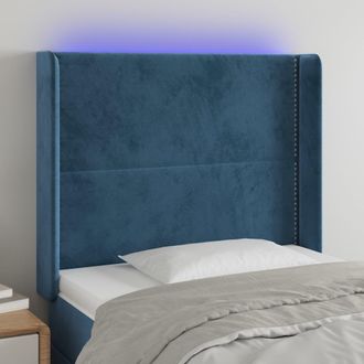 vidaXL Cabecero Con Led De Terciopelo Azul Oscuro 103x16x118/128 Cm Vidaxl