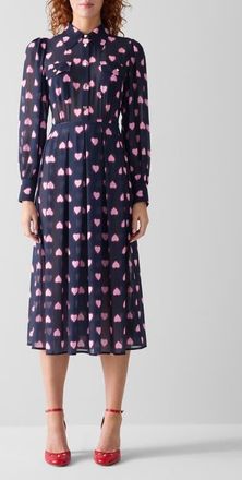 L.k. Bennett Cody Long Sleeve Chiffon Shirtdress in Navy Multi at Nordstrom, Size 8 Us