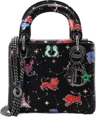 Dior Lady Dior Bag Limited Edition Pixel Zodiac Printed Calfskin Mini shoulder bag - Zwart