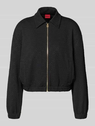 HUGO BOSS Regular Fit Sweatjacke mit Allover-Muster Modell DAYANE in Black, Gr&ouml;&szlig;e XL