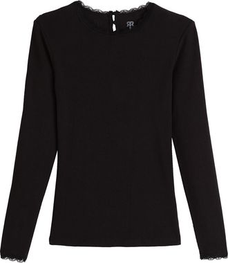 La Redoute Collections T-shirt met ronde hals, details in kant