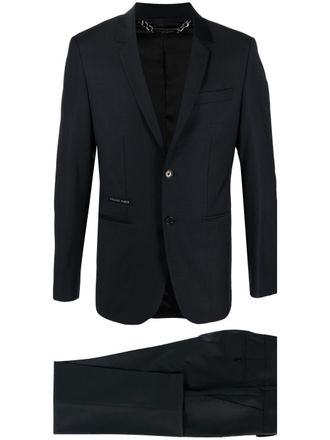 Philipp Plein Completo monopetto con logo - Blu