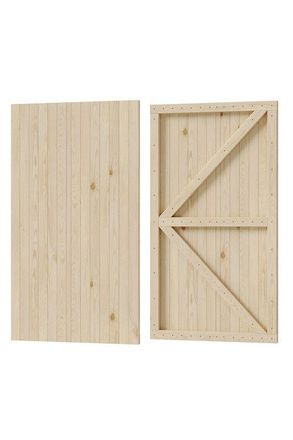 Living and Home 99x180cm Flat Top Wooden Garden Gate with 1 Latch & 3 Hinges for Farm House in Natural | Size: 99x180 cm