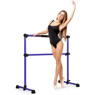 Costway Sbarra da Balletto Doppia in Metallo, Portatile e Regolabile in Altezza con Cuscinetti Antiscivolo e Base Girevole, Ideale per Allenamento Stretch