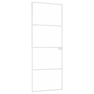Berkfield Home Interior Door White 76x201.5 cm Tempered Glass&Aluminium Slim