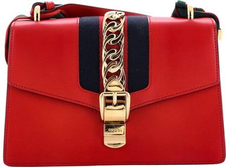 Gucci Red Leather Sylvie Shoulder Bag Small (Authentic Pre-Loved)