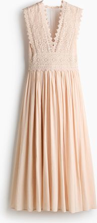 H&M Kleid mit Spitzenoberteil - Beige