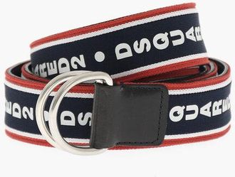 Dsquared2 40mm Leather And Fabric Belt With All-Over Logo size One Size