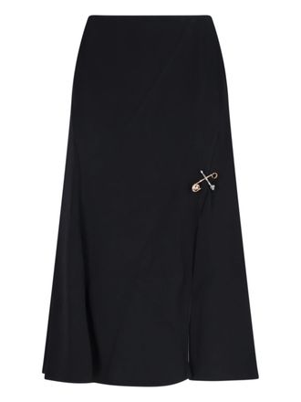 スカート VERSACE SS24 Versace Skirts Black (1013407 1A095611B000) Safety Pin Cover-Up Pleated Skirt | VERSACE US
