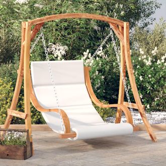 vidaXL Vidaxl - Columpio Con Coj&iacute;n Madera Maciza Abeto Con Acabado De Teca Crema