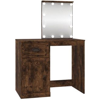 vidaXL Vidaxl - Dressing Table with led Smoked Oak 90x50x132.5 cm Engineered Wood