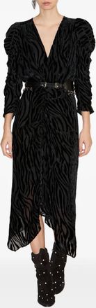 Isabel Marant Zebra Print Midi Dress In Black