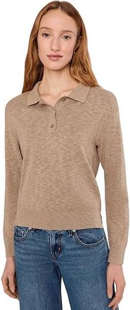 Mod-o-doc Long Sleeve Polo Sweater Womens Sweater Latte : LG (US 12-14), Cotton/Viscose