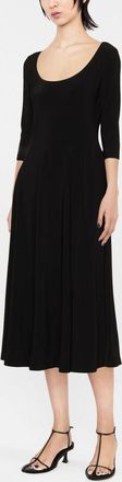 Norma Kamali Womens Elegant Flared Midi Dress - Black Cotton - Size X-Small