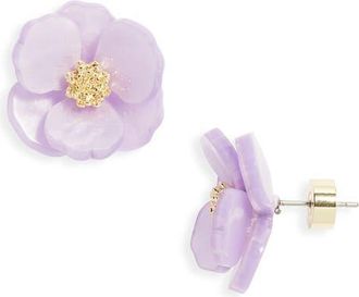 Nordstrom Floral Statement Stud Earrings in Lavender- Gold at Nordstrom
