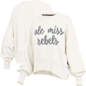 Pressbox Womens Pressbox Cream Ole Miss Rebels Chelsea Oversized Pullover Sweatshirt at Nordstrom, Size X-Large