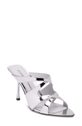 Stuart Weitzman Rbie Slide Sandal in Silver at Nordstrom, Size 8.5