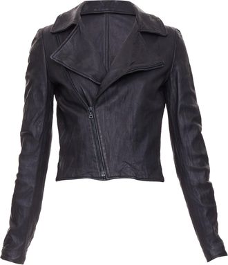 The Row crinkled leather minimal biker jacket