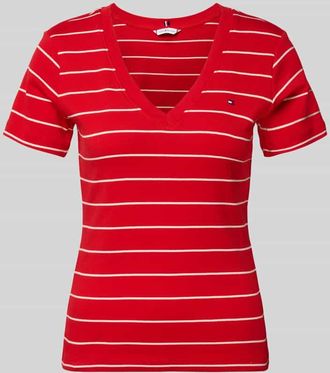 Tommy Hilfiger Slim Fit T-Shirt aus reiner Baumwolle in Rot, Gr&ouml;&szlig;e XL