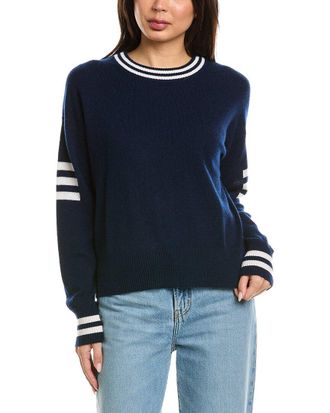 Brodie Amy Sleeve Stripe Crewneck Cashmere Sweater