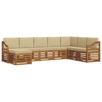 vidaXL Conjunto De Sof&aacute;s De Exterior Con Coj&iacute;n 8 Pcs Natural Y Beige Vidaxl