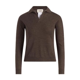 Max Mara Wkdcappa Wol en Kasjmier Poloshirt - Dames - V-hals truien - Bruin - XS - Wol - Truien & Vesten