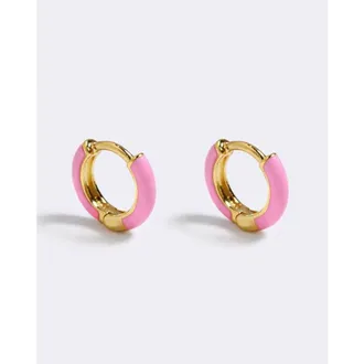Emma Pills Mini Enamel Huggies in Candy Pink at Nordstrom, Size X-Small