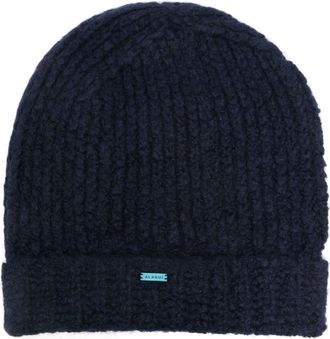 Alanui logo-plaque beanie - women - Cashmere/Silk - One Size - Blue