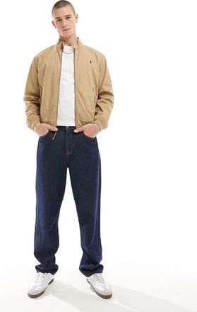 Polo Ralph Lauren Giacca harrington in twill color cuoio con logo-Marrone