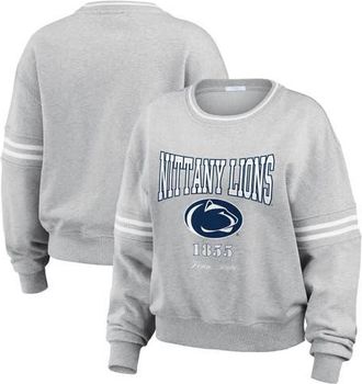 WEAR by Erin Andrews Womens WEAR by Erin Andrews Heather Gray Penn State Nittany Lions Classic Stripe Pullover Sweater at Nordstrom, Size Xx-Large