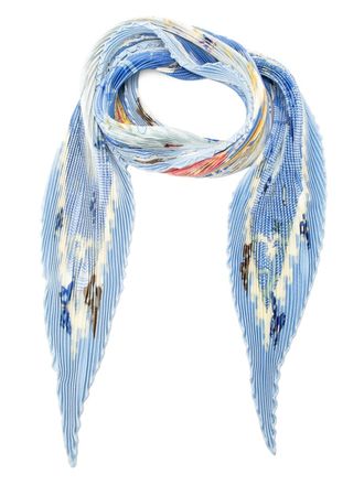 Herm&egrave;s 20th Century Varangues Pleated Silk Scarf scarves - Blue