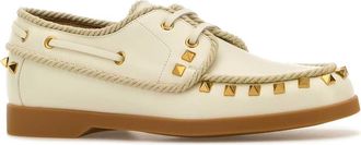 Valentino Garavani Womens Boat Shoe Loafer Ivory Leather