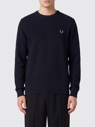 Fred Perry Maglia girocollo in cotone a maniche lunghe con logo ricamato a contrasto