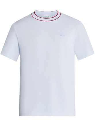 Lacoste stripe-collar cotton piqu&eacute; T-shirt - Blue