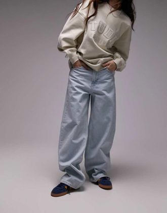 Topshop Gilmore low slung boyfriend jeans in sunshine bleach-Blue