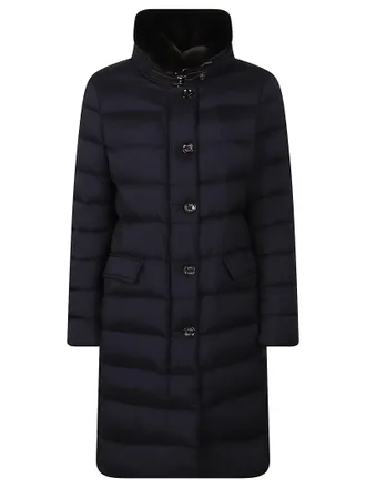 Moorer Vetiver-S3 Quilted Flap-Pocket High-Collar Down Coat