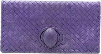 Bottega Veneta Pre-owned Clutches, female, Purple, Size: ONE SIZE Pre-owned Woven Nappa Leather Clutch
