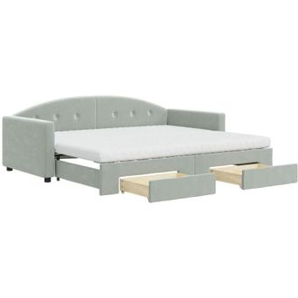 vidaXL Vidaxl - Sof&aacute; Cama Nido Con Cajones Terciopelo Gris Claro 90x190 Cm