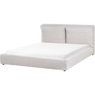 Beliani Cama moderna de tela 180 x 200 cm cabecero tapizado y acolchado gris claro Bajonna