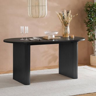 Birlea Black Oval Fluted Dining Table Axel