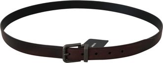 Dolce & Gabbana Mens Solid Brown Leather Gray Buckle Belt