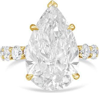 Diana M. Jewels 14kt yellow gold 2ct lab grown Pear Diamond Pav&eacute; Band Ring