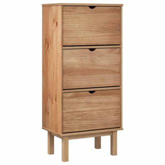 Berkfield Home Shoe Cabinet OTTA with 3 Drawers Brown Solid Wood Pine