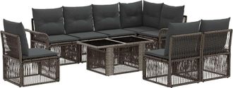 vidaXL Conjunto De Sof&aacute;s De Jard&iacute;n 9 Uds. Gris Y Gris Oscuro Vidaxl